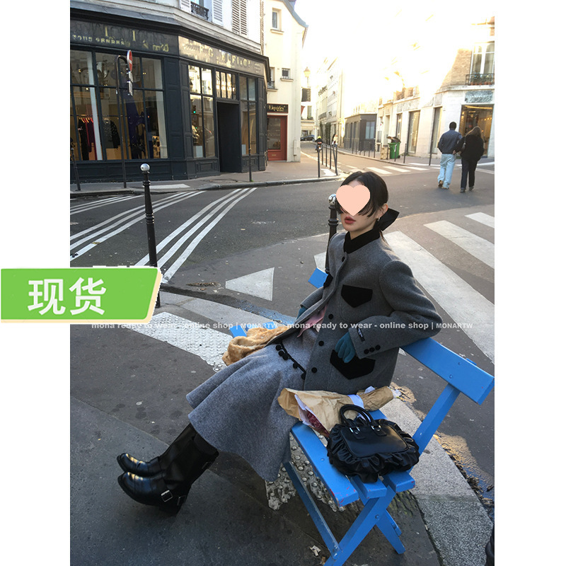 MONA 96羊毛气质高级感 新中式双面呢宽松外套女小个子 秋冬季