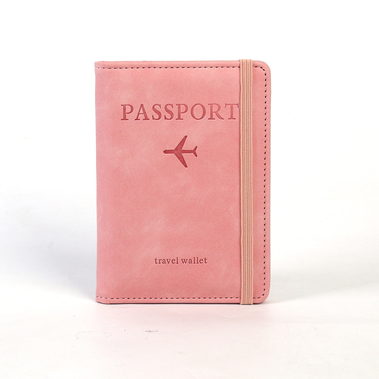 Clip de pasaporte de PU de punto caliente transfronterizo RFID paquete de tarjeta de oro rosa cubierta de visa de turista almacenamiento multicapa de alta calidad y bajo precio