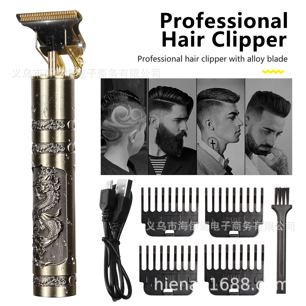 Transfronterizo dedicado hiena recargable pan dragón aceite cabeza cortadora de cabello Buda cabeza eléctrica cortadora de cabello talla cortadora de cabello