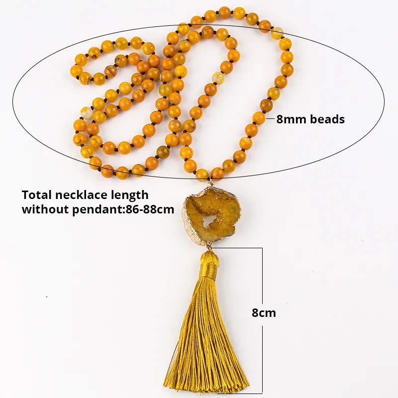 Ethnic Style Water Droplets Semi-Precious Stone, Glass, Crystal Cluster Beaded Tassel Plating Unisex Pendant Necklace display picture 1