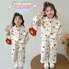 女童牛仔套装春秋装2025新款儿童洋气时髦宝宝秋季花朵外套两件套