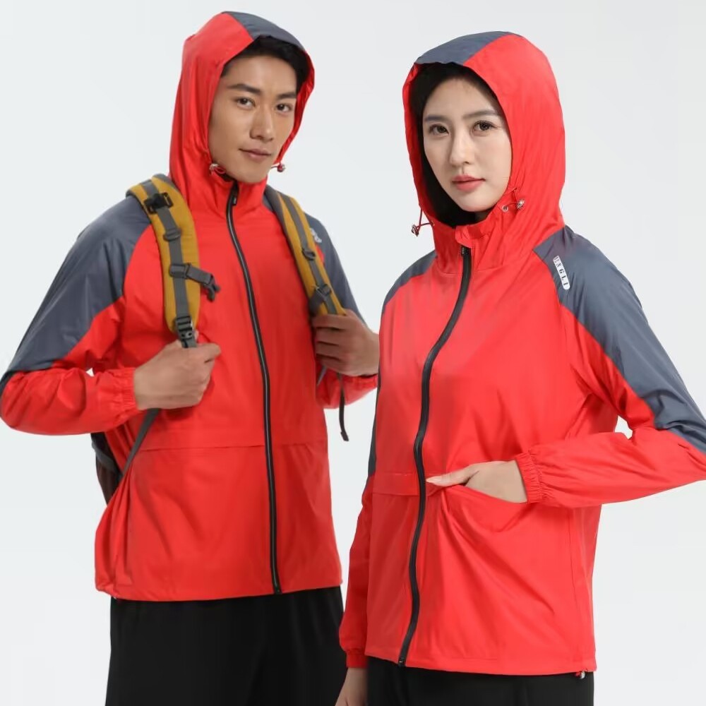 Thin Windbreaker Jacket Men's and Women's Spring and Autumn Outdoor Windproof Waterproof Mountaineering Jacket Lined with Phnom Penh Net Nylon Spandex
