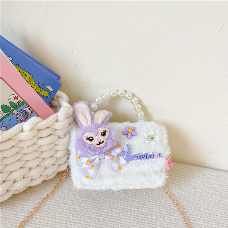 Chanel estilo princesa flor accesorios bolsa conejito bolso de hombro del niño Bolsa de felicitación de Año Nuevo estilo coreano bolsa de mensajero de los niños de dibujos animados