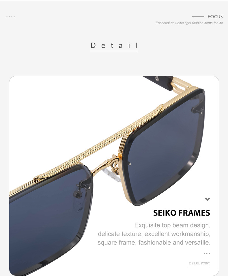 Hombres Moda Color Sólido Ordenador Personal Cuadrado Metal Gafas De Sol display picture 6