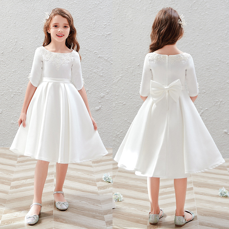 El comercio exterior de Europa y América Amazon AliExpress deseo simple y cómodo satén flor niña vestido de fiesta de cumpleaños vestido de princesa