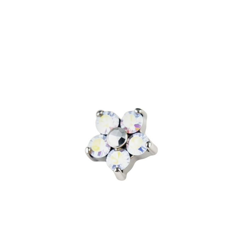 F136 Titanium Alloy Five-Petal Flower Super Flash Earrings Labret Stud Lip Piercing Replacement Head detail image 12