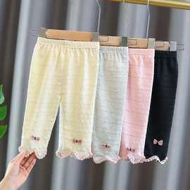 婴儿衣服女童打底裤七分裤夏装1岁儿童宝宝小童3个月薄款裤子潮