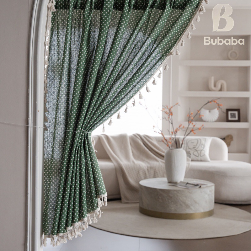 Bubaba Cross-Border Amazon Green Polka Dot Country Style Curtains for Living Room, Bedroom, Bay Window, Door Curtain, Direct from Manufacturer Bubaba Cross-Border Amazon Green Polka Dot Country Style Curtains for Living Room, Bedroom, Bay Window, Door Curtain, Direct from Manufacturer