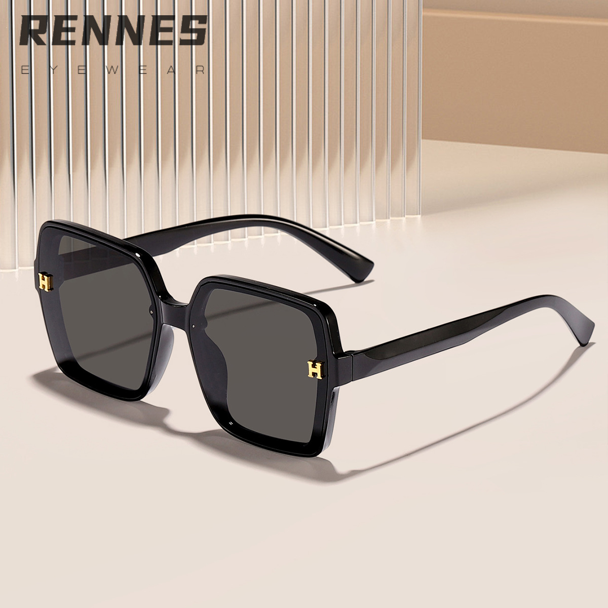 2024 nuevas gafas de sol anti-ultravioleta de marco generoso retro, accesorios de letras de sentido avanzado, gafas de sol imprescindibles para disparos callejeros de moda
