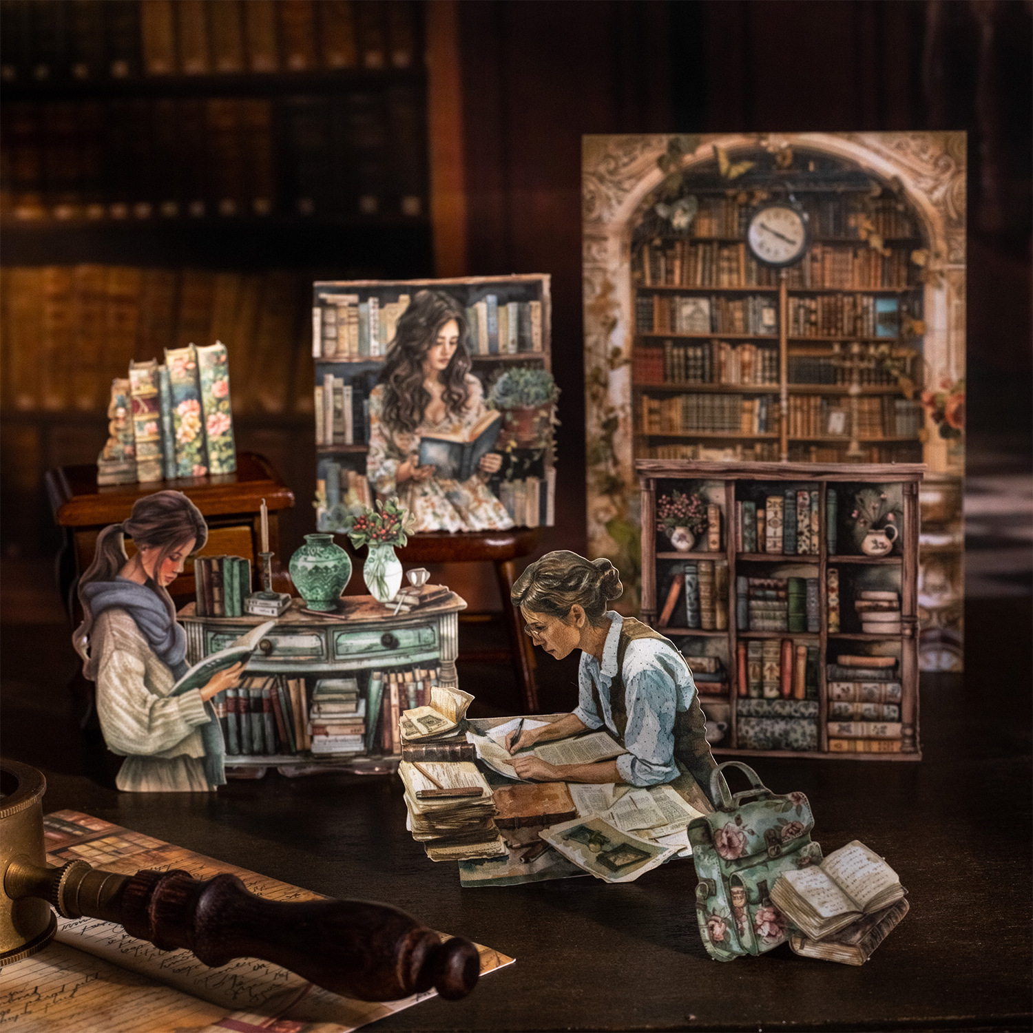 좋은 날 소재 팩 고딕 아카데미 시리즈 다크 라이브러리 테마 핸드북 조경 스티커 15장 6가지 스타일