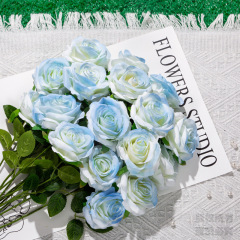 模造花砕氷青偽薔薇花束絹花造花置物生け花結婚祝い写真用花客間装飾花