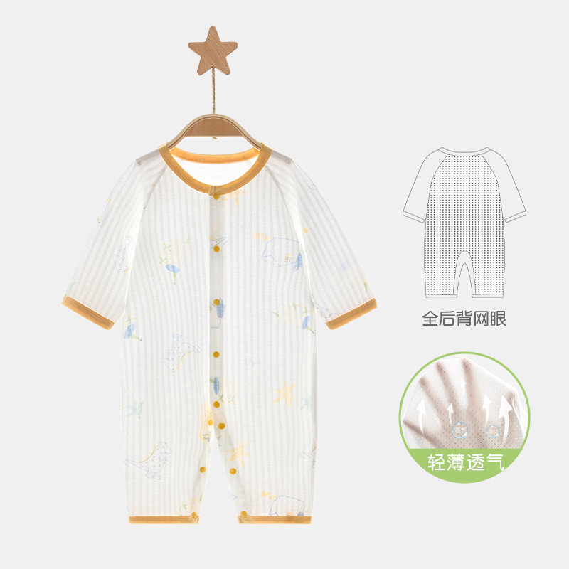 Unisomas de verano de aire acondicionado para hombres y mujeres de mangas largas para bebés con ropa de verano para niños pequeños delgada y transpirable ropa recién nacida image 7