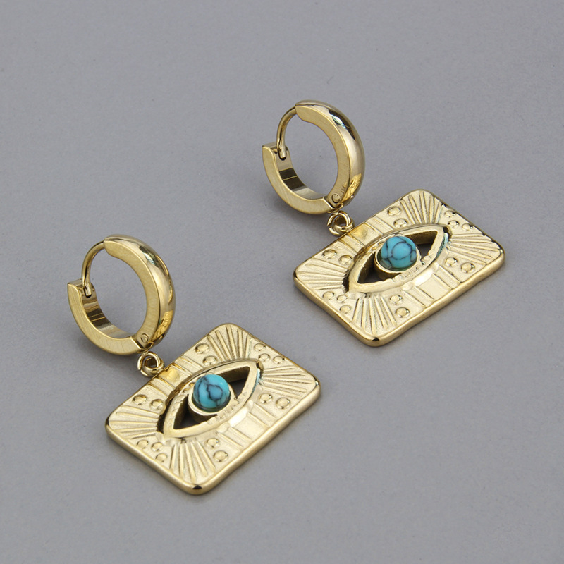 Simple Style Eye Titanium Steel Earrings Necklace Hollow Out Stainless Steel Necklaces