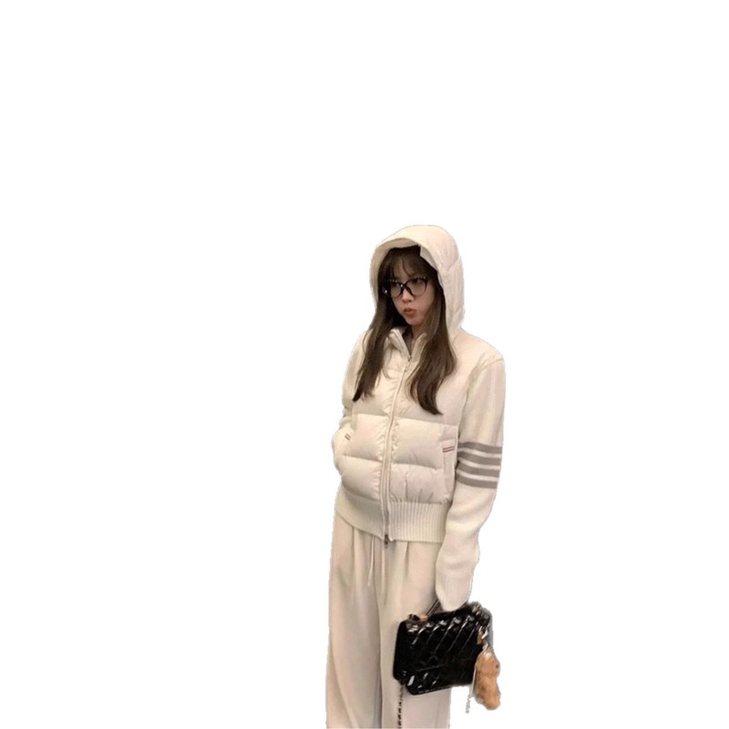 高版本高品质现货TB三色爆款新款女士连帽针织羽绒服外套时尚百搭|undefined