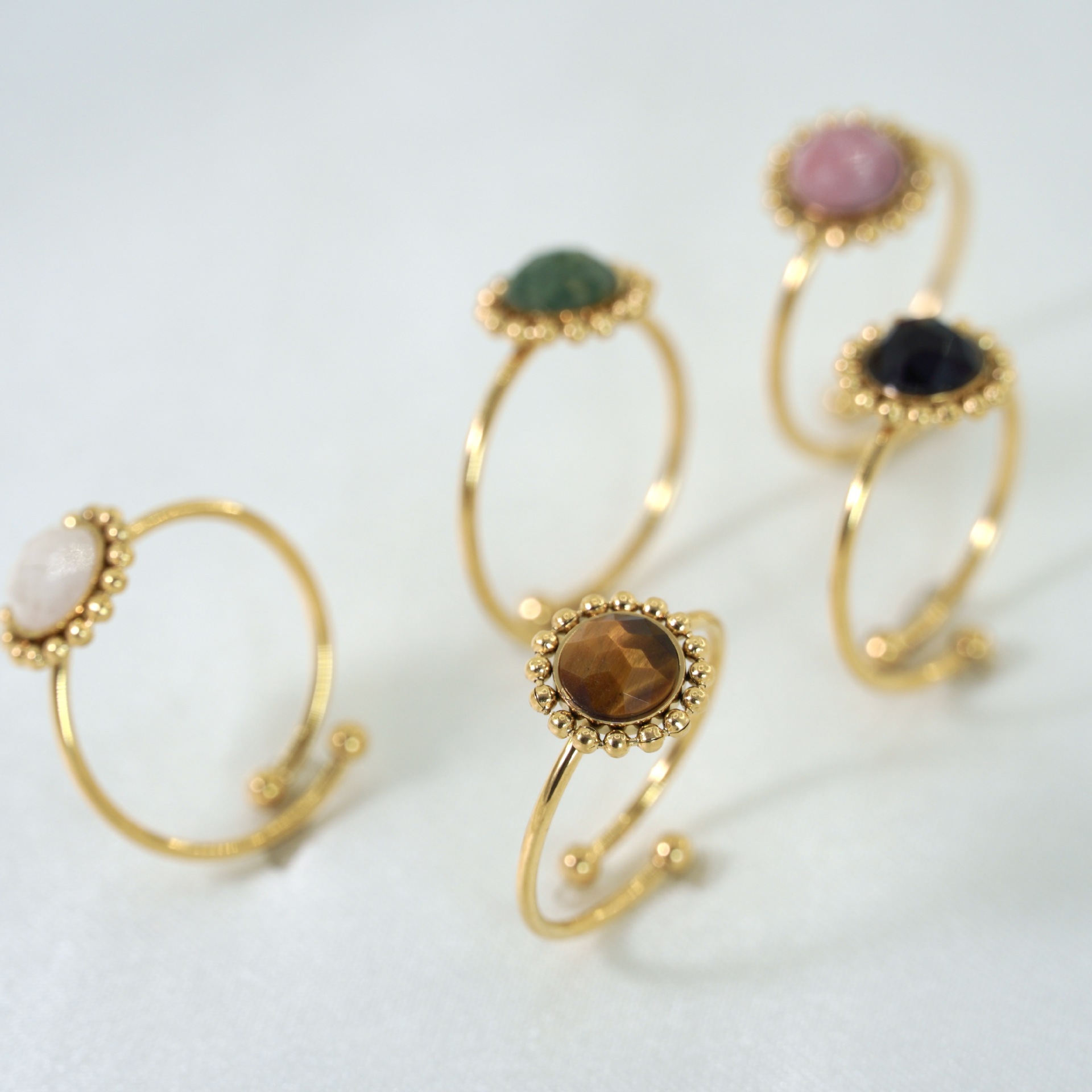 10g Weight Natural Stone Inlay Material Open Rings Classification 1 Piece Quantity Casual Occasion Titanium Steel Material Geometric Pattern Unisex Gender Polishing Design Retro Style Retro Geometric Titanium Steel Natural Stone Open Rings In Bulk 6