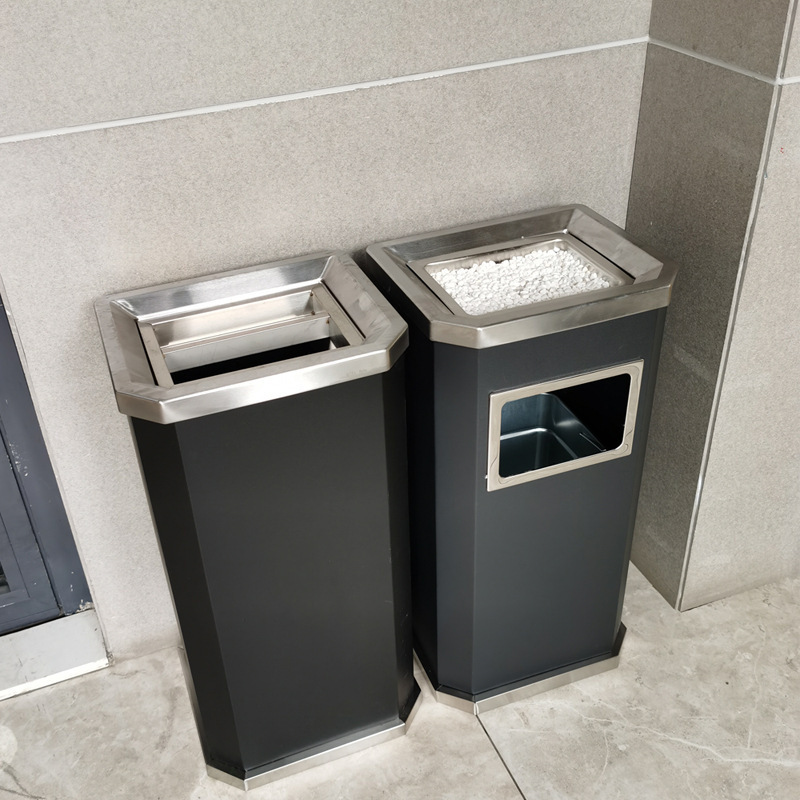 Outdoor Ashtray Integrated Sorting for Lobby, Public Places in Malls, with Inner Stainless Steel Smoking Trash Bin for Hotels