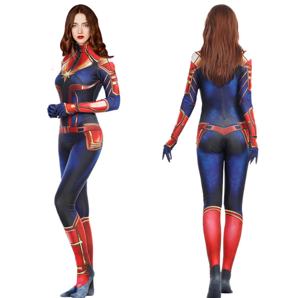 Halloween Captain Marvel Cosplay Costume Kidsren's Bodysuit Cosplay Sci-Fi European and American Sci-Fi Style