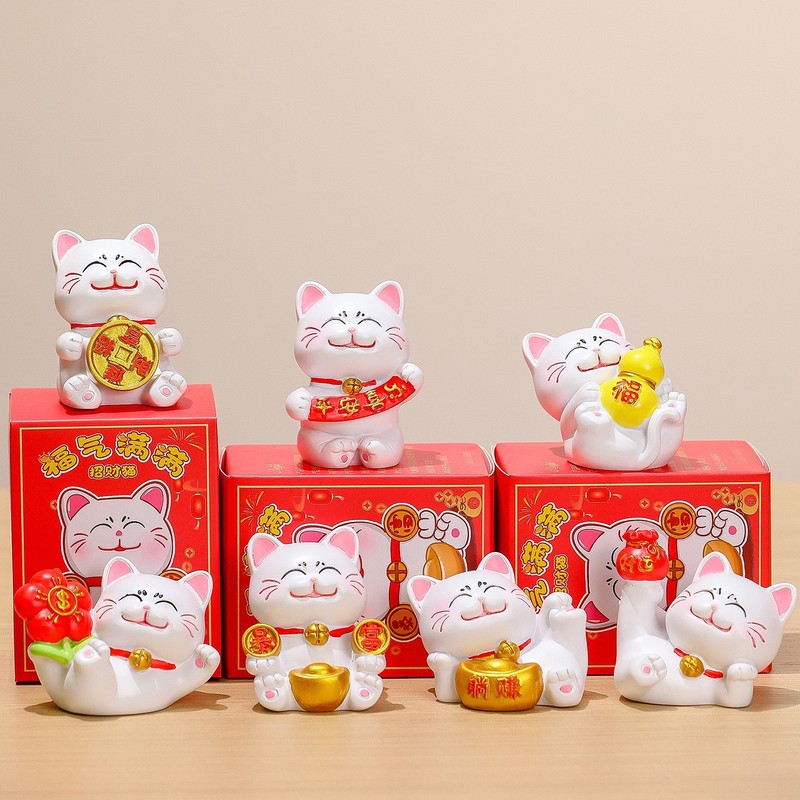 漫画かわいい招き猫クリスタルブラインドボックスデスクトップ装飾オフィスワークステーションかわいい癒しの装飾ギフト|undefined