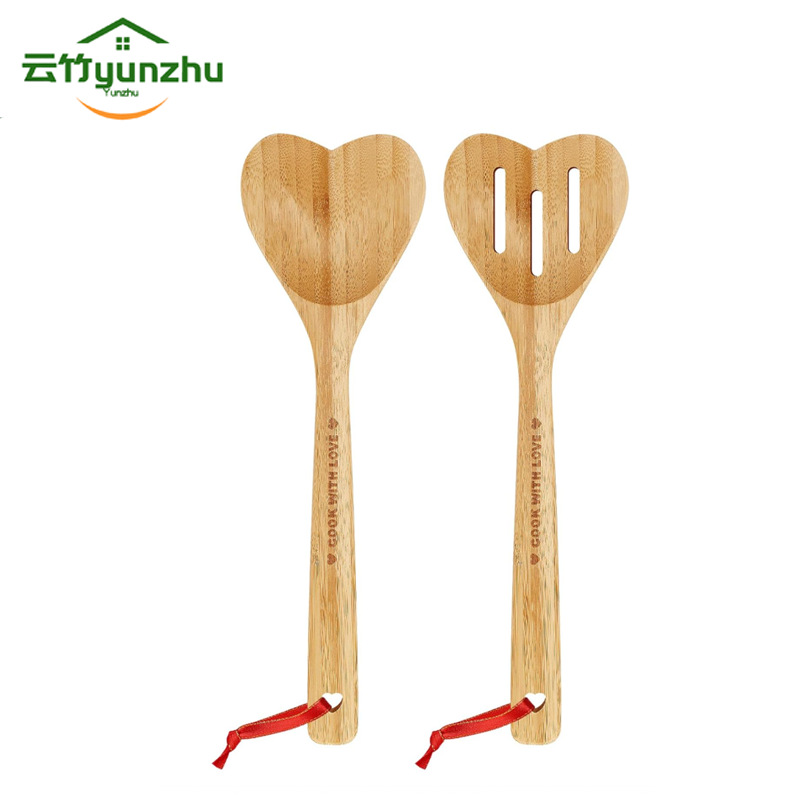 Amazon amor cuchara de bambú en stock utensilios de cocina regalo traje de bambú espátula en forma de corazón cuchara de bambú utensilios de cocina herramientas de cocina