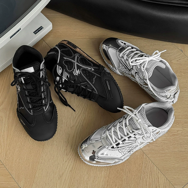 3829 высокая версия, туфли для папы, весенне-осенний стиль, высокая внешность, увеличивающая рост, повседневная обувь для похудения, серебристая дышащая сетка, универсальный стиль