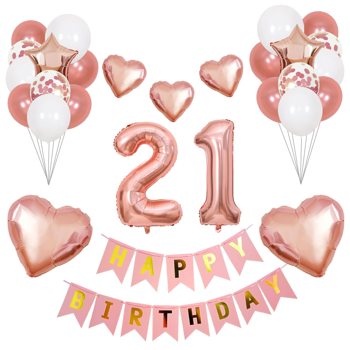 Globo digital Globo de cumpleaños Venta al por mayor transfronteriza Fiesta de cumpleaños Decoración Escena de decoración Globo de película de aluminio de oro rosa