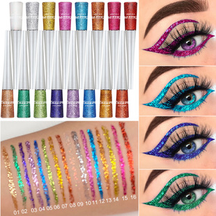 Makeup Cmaadu 16-Color Eyeliner, Colorful Glitter, Glitter, Glitter, Glitter, Sparkling Eyeliner, Export