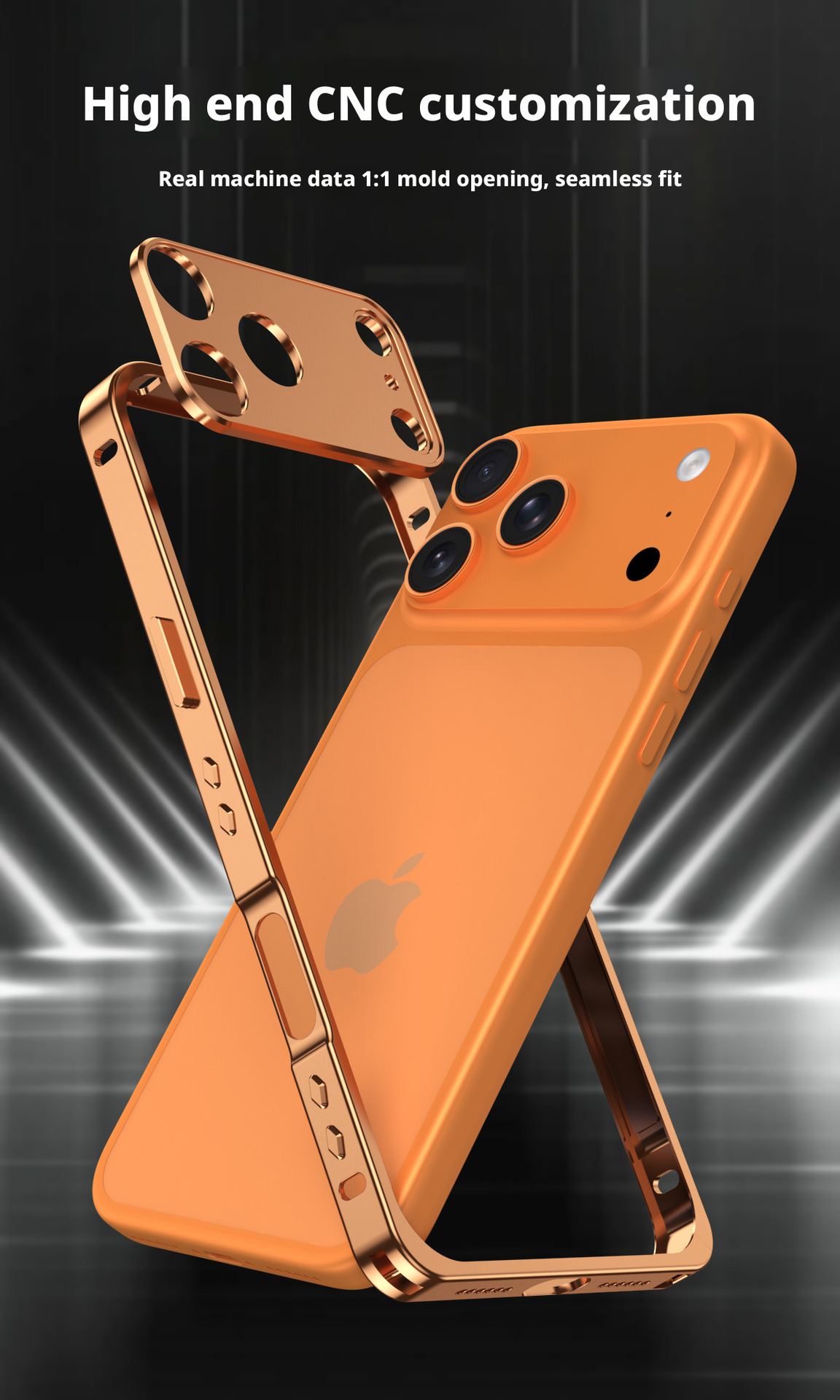 Ốp lưng iPhone viền kim loại tản nhiệt chống sốc dạng khung móc biển — Cam, Bạc, Đen, Xanh chi tiết 2