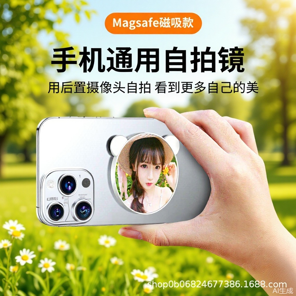 新款MagSafe磁吸后置自拍镜手机自拍神器Vlog网红直播高清反光镜