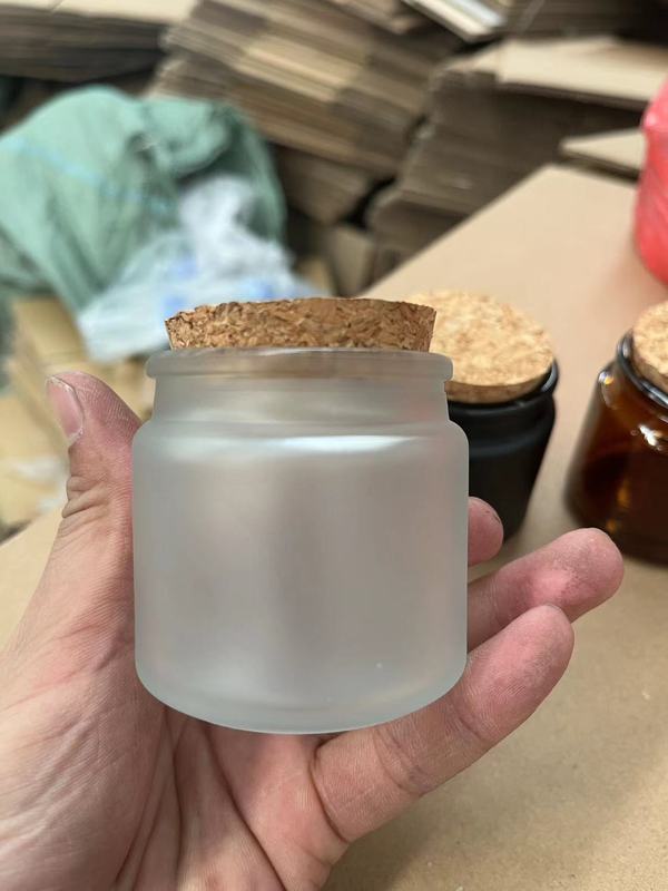 レトロな茶色の高温耐性蓋付き手作りアロマキャンドルカップ DIY 空のカップワックス容器コルクガラスボトル|undefined