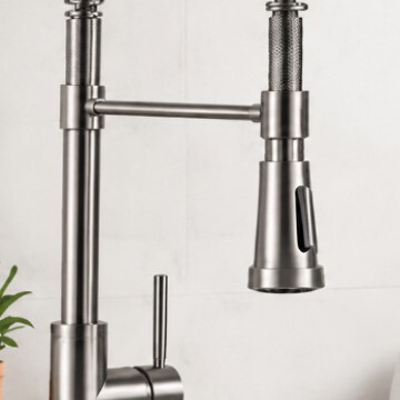 Three-way single-function spring kitchen faucet, black matte spring hot and cold water faucet, rotatable for sink washing Three-way single-function spring kitchen faucet, black matte spring hot and cold water faucet, rotatable for sink washing