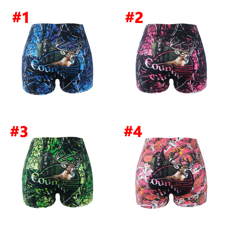 D9908 Amazon Hot European and American Women's Sexy Women's Tight Shorts Christmas Print Shorts Yoga Pants