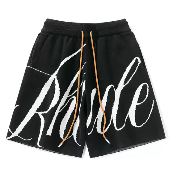 Trendy basketball shorts for men, American retro print, loose knit, breathable summer sports and casual five quarter pants for men