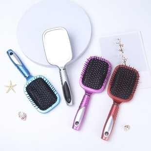 Wholesale Foreign Trade Mirror Comb, Interchangeable Color and Style, Printed Logo, Mirror Air Cushion Styling Comb on the Back