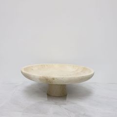 シンプルで豪華な高級感のある黄洞石の高い足のトレー