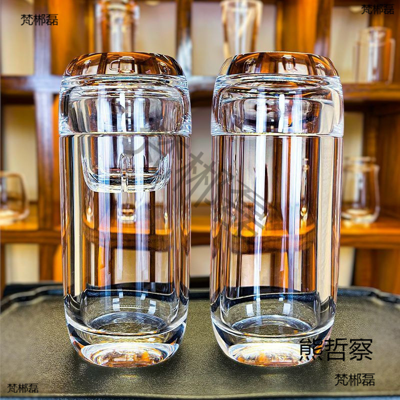 带水晶茶漏月牙天然原矿水晶杯盖杯一杯两用办公杯茶具高端茶杯子|undefined