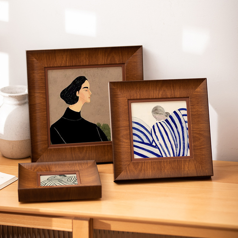 Living Room Decorative Painting Photo Frame Wall Hanging Nordic Retro Chinese Style Entrance Table Bedroom Corridor Portrait Hanging Picture Frame