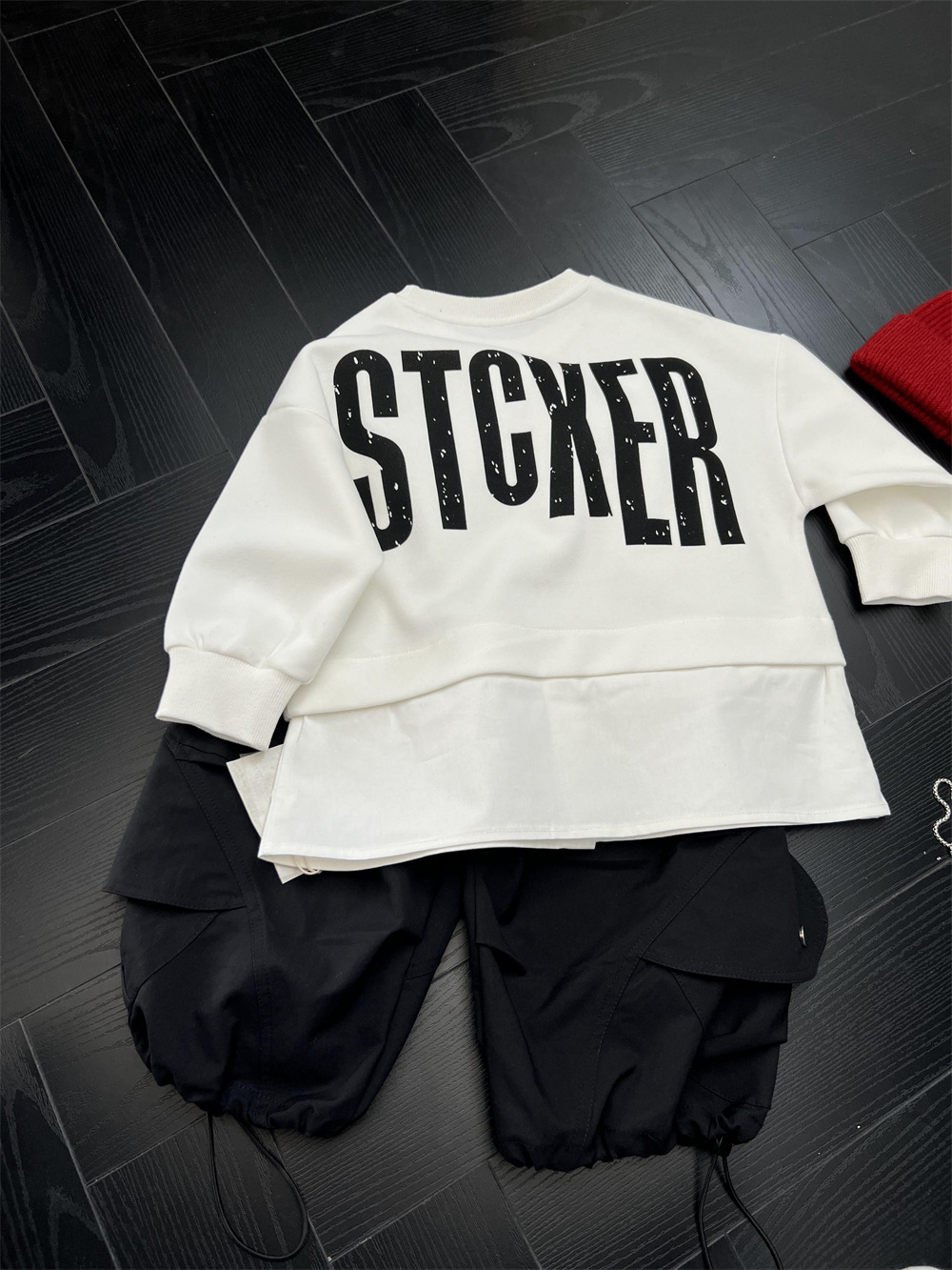 American hip-hop style autumn boys' letter  two-piece spliced shirt hoodie children's hooligan handsome street dance_voghion.com