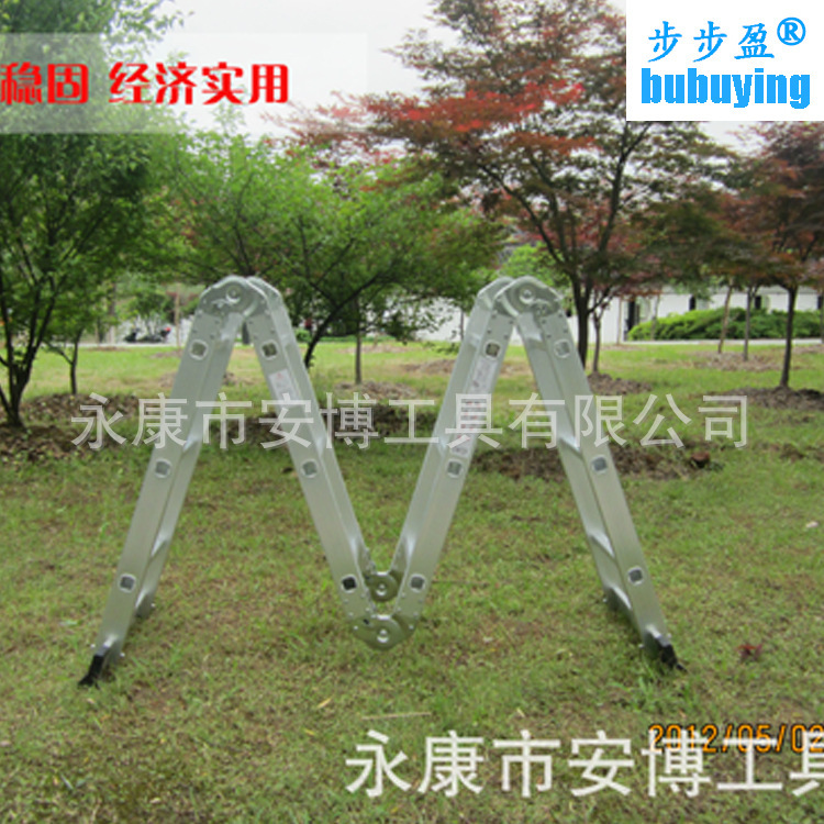 跨境厂家批发大关节梯子登高伸缩家用梯电工梯加厚铝合金关节梯