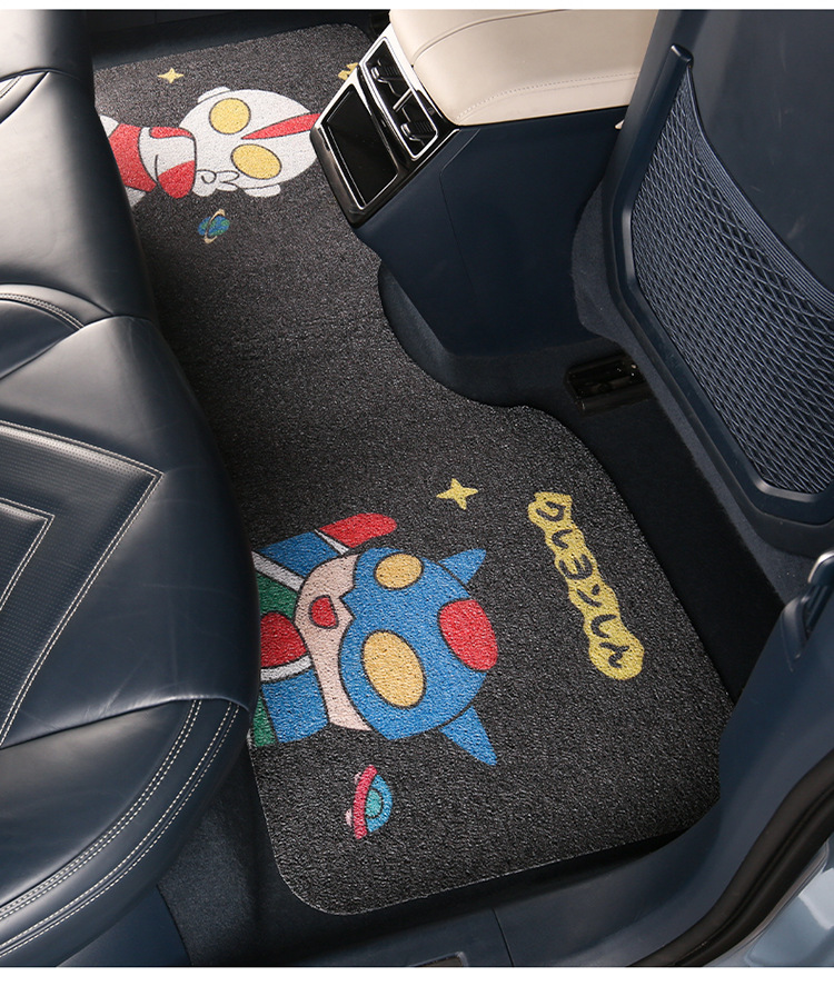 Cute cartoon car mat wire ring monolithic car main driving anti-dirty carpet protection mat thickened universal girls
