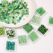 绿色系 玻璃透明果冻圆珠散珠子手工diy手链饰品材料配件厂家批发