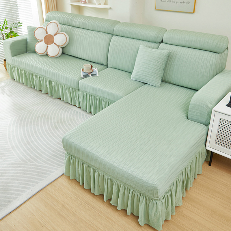 New Water Ripple High-End Single-Sided Jacquard Sofa Cover, Universal All-Season Elastic Cover, Non-Slip Cushion Cover