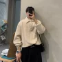 春秋翻领套头宽松polo衫