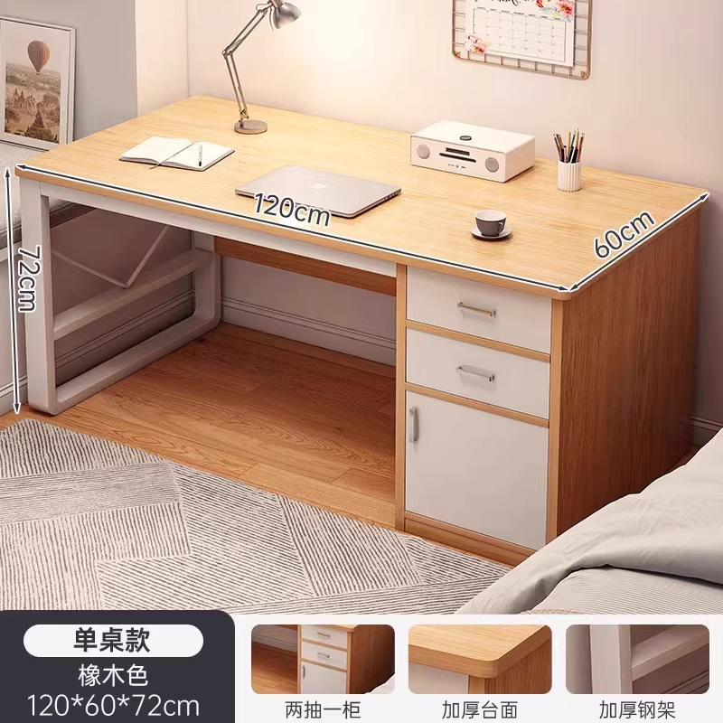 Mesa de estudio de acero, escritorio de escritorio para estudiantes, escritorio de computadora para el hogar, escritorio de trabajo, dormitorio simple con cajón, escritorio de oficina