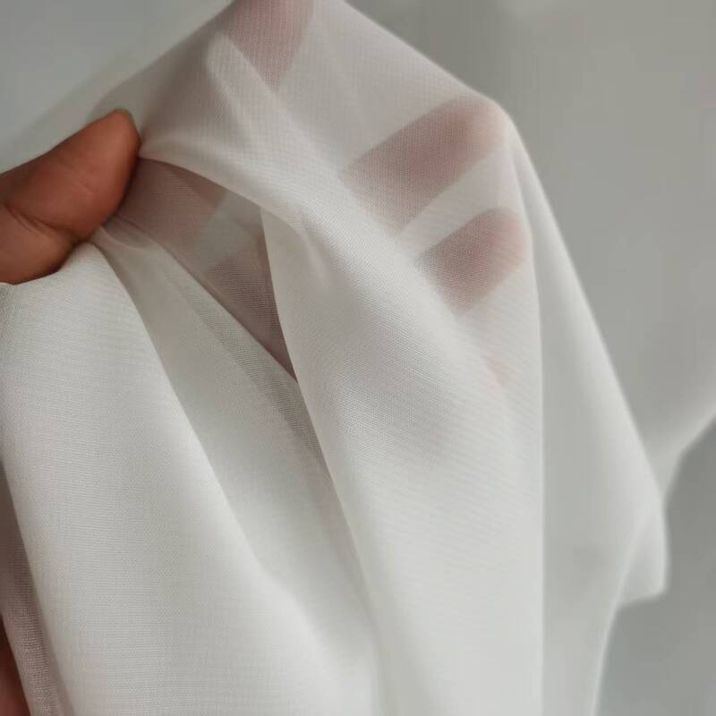 100D Chiffon Printed Fabric Black and White Semi-Transparent Draped Dress Clothing Lining Han Dynasty Cos Fabric in Stock