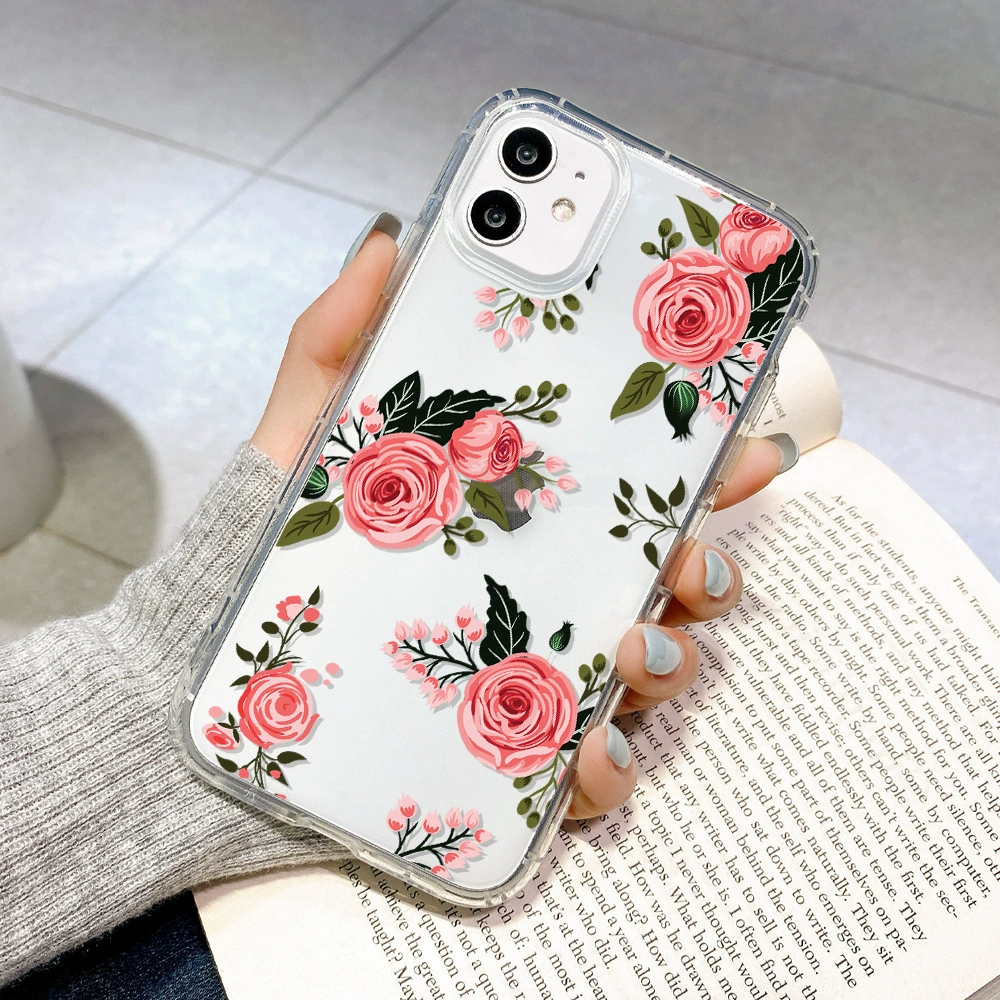Apple, свежий совместимый чехол для телефона, iPhone13 Pro, прозрачный гибкий тыль, цветы, iphone, оптом