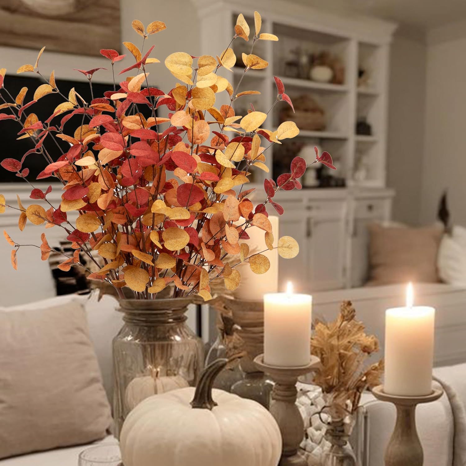 Artificial Eucalyptus Stem Autumn Decoration with Leaves 4
