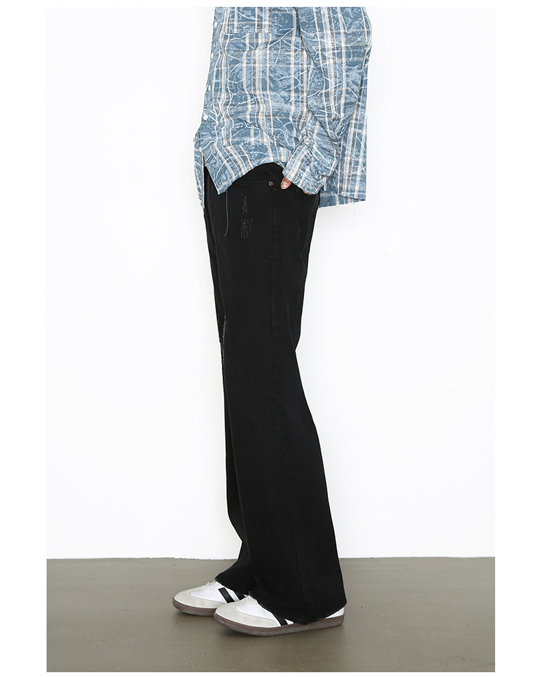 Flare Jeans High Street Style Loose Fit Straight Leg Slim Fit Long Pants American Trendy Brand Retro in Stock_mkmklike.com