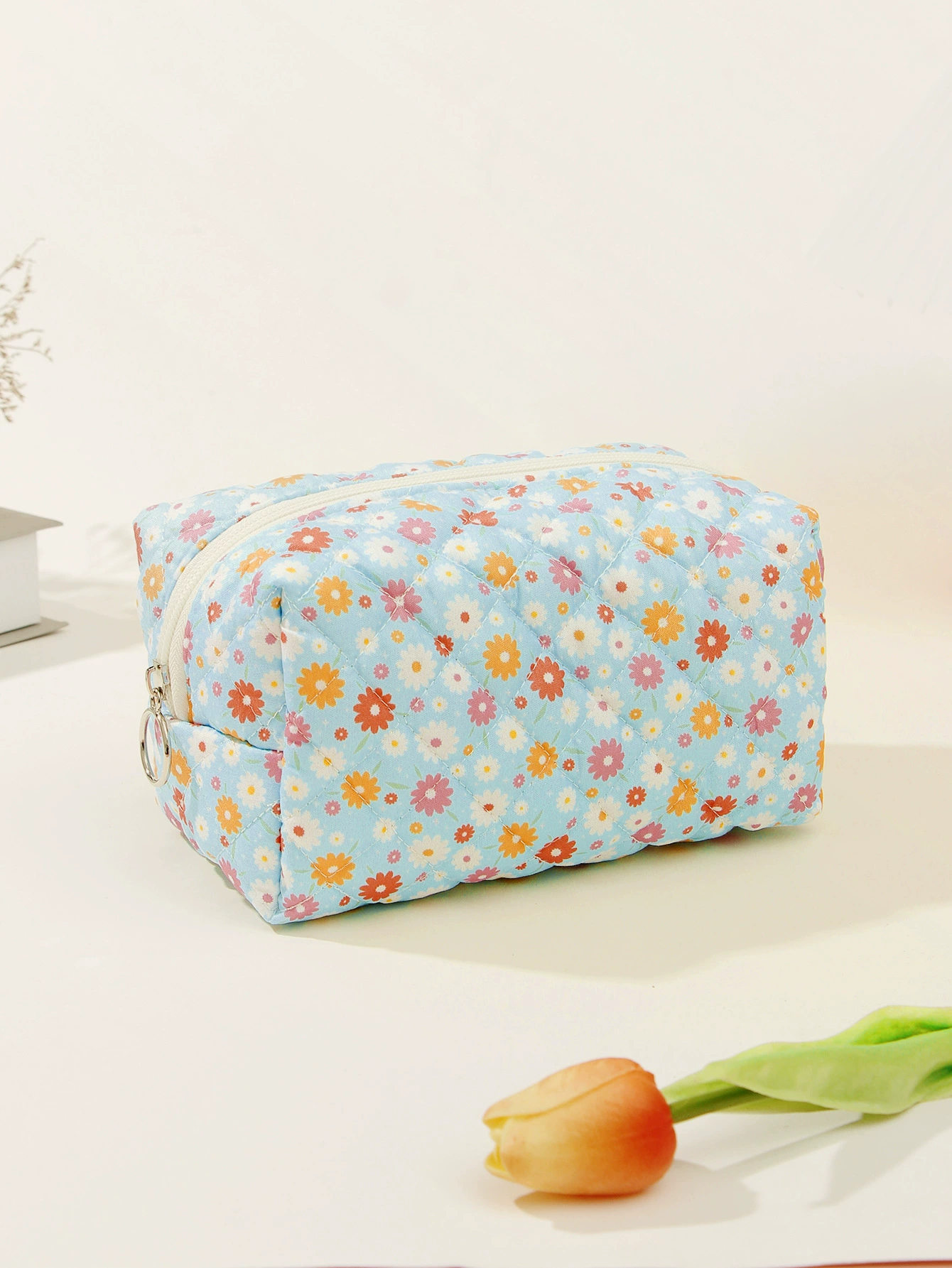 Система хранения, косметичка, милая стеганая organizer bag, (таможенная торговля), цветы