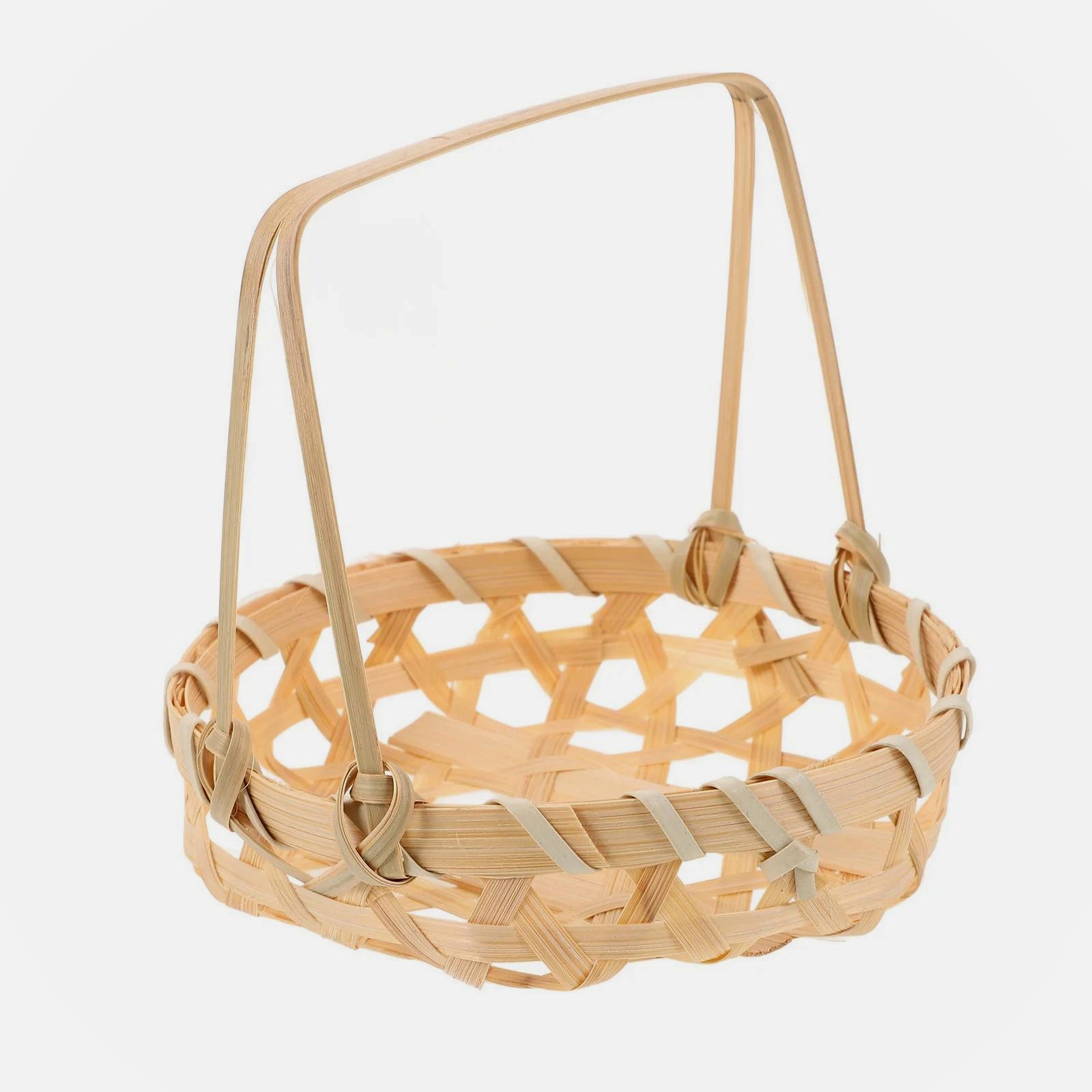 Cesta de Bambú Portátil Calada para Frutas y Bocadillos