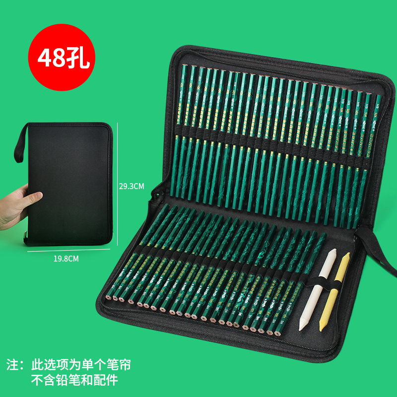 Bolsa de lápiz de lona plegable para bocetos de lápiz cortina para estudiantes herramientas de arte plegables cremallera bolsillo de almacenamiento envolvente